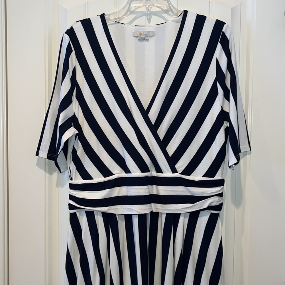 Boden navy white striped short sleeve maxi dress 14L nautical preppy coastal - Picture 11 of 14